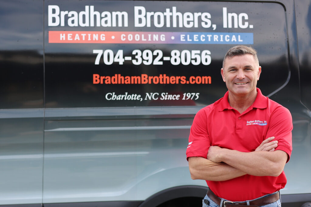 in front of Bradham Comfort Services Van